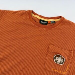 Howler Brothers Mens Large Burnt Orange Stripe Pocket T-Shirt Thunderbird Patch
